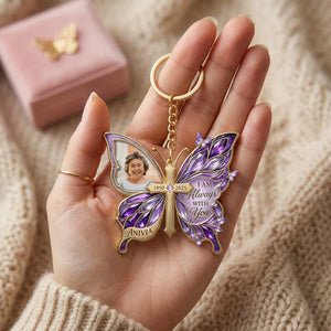 Personalized Photo Loving Memory Butterfly Keychain - Gifts For Loved Ones