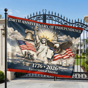 Personalized America 250th Anniversary House Flag With Name | Patriotic Gift For Family