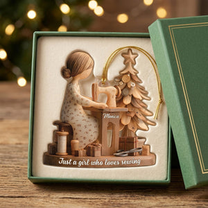 Personalized Name Acrylic Ornament With Sewing Machine Design For Christmas Tree Decor