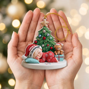 Personalized Santa Hat Sleeping Baby First Christmas Ornament For New Parents Present
