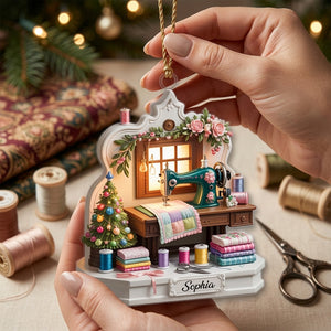 Personalized Name Tailor Sewing Machine Acrylic Ornament For Christmas Gift