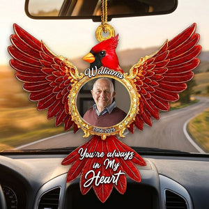 Personalized Photo Loss Of Loved One Memorial Ornament With Cardinal Wings For Christmas Tree Decor