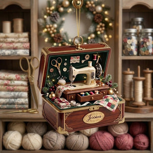 Personalized Name Acrylic Sewing Machine Box Christmas Ornament - Gift For Quilters