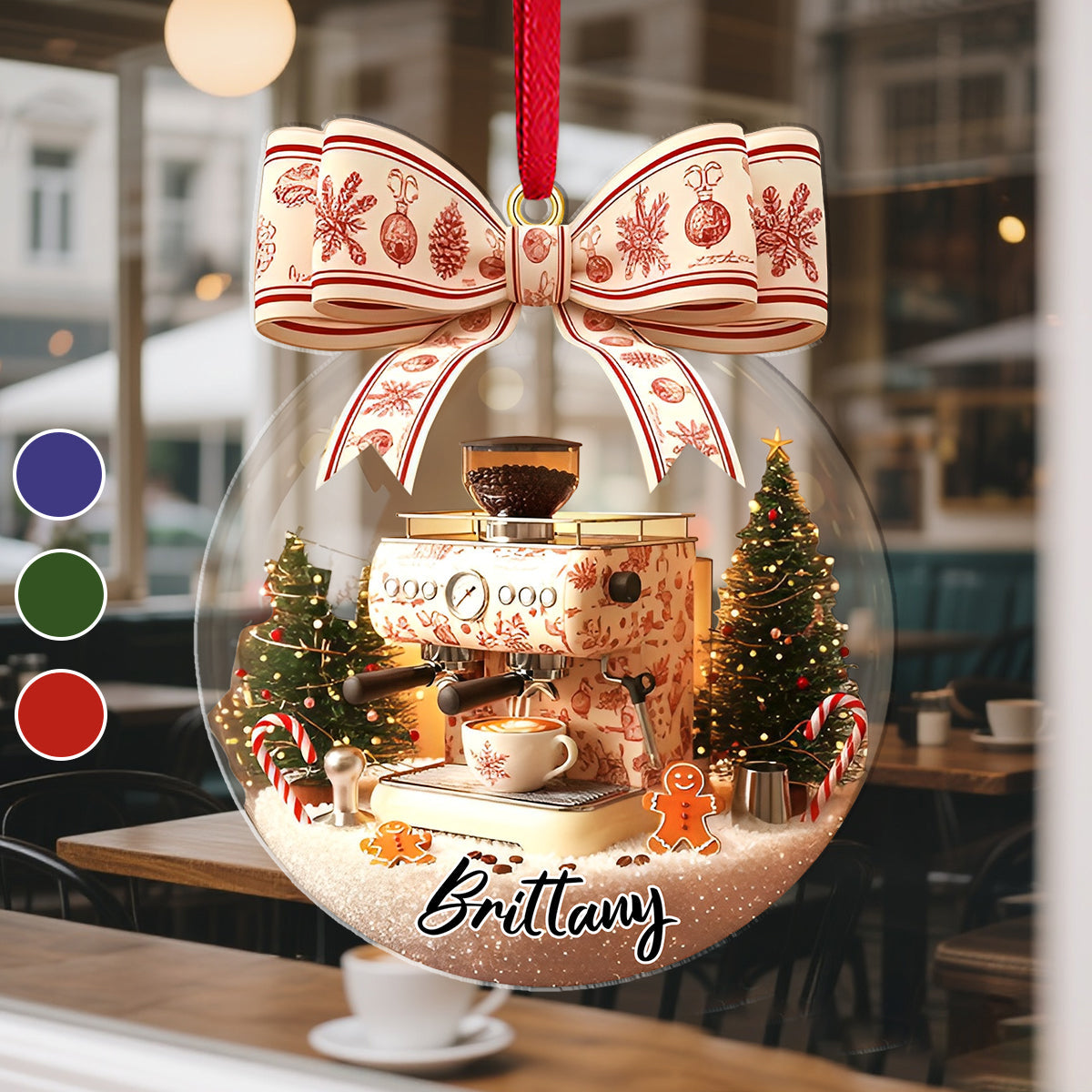 Personalized Coffee Maker Theme Ornament With Name Best Christmas Gift For Cook Coffee Lover