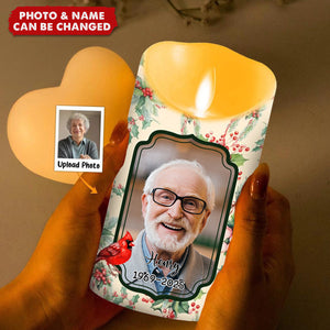 Personalized Love In Heaven Flameless LED Memorial Candle With Photo & Name - Heartfelt Bereavement Gift For Loss Of Loved One