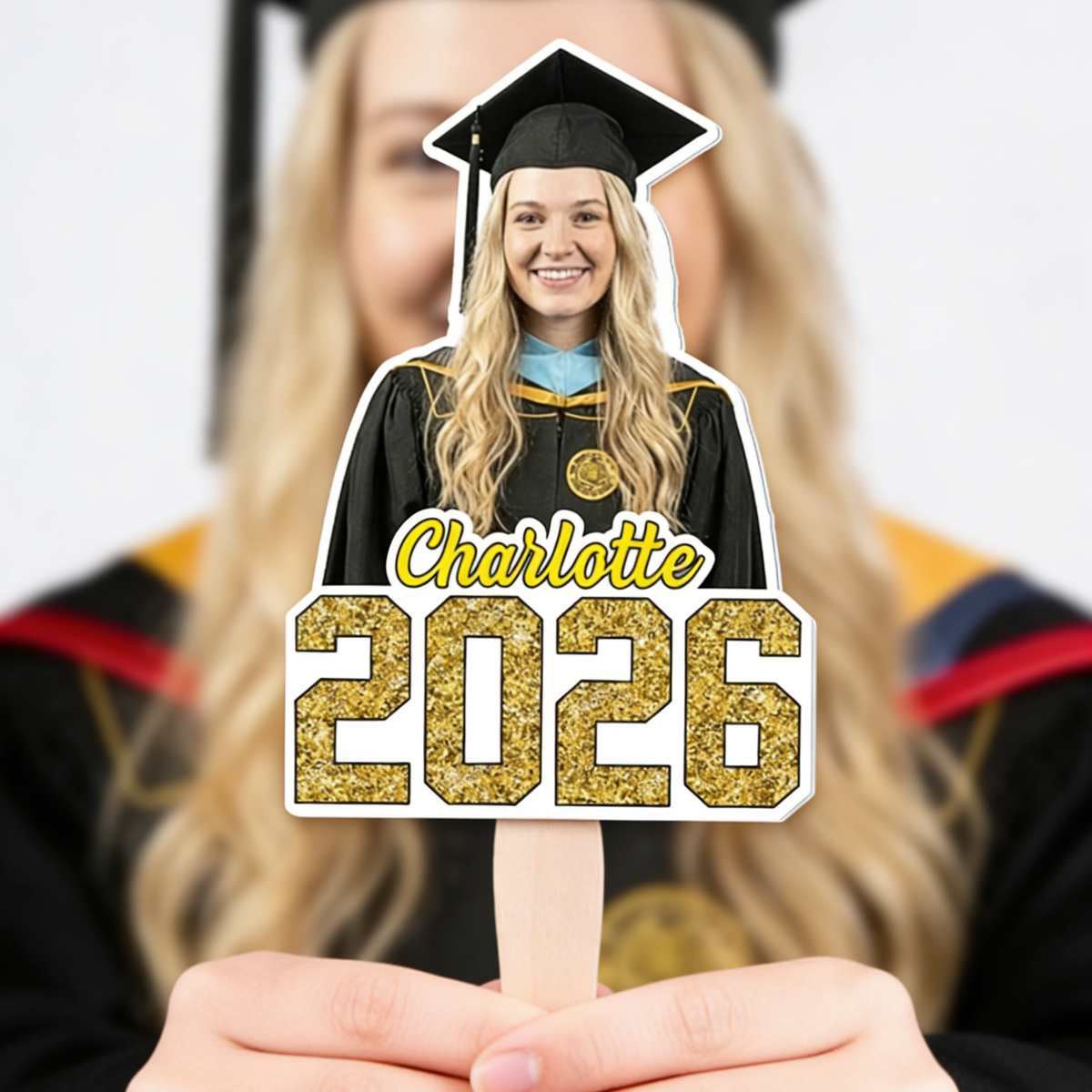 Personalized High-Definition Graduation Fan With Photo & Name - 2026 Party Favor For Daughter & Son