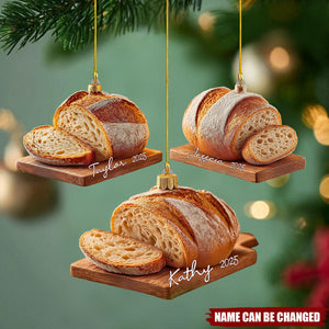 Personalized Sourdough Bread Acrylic Ornament With Name & Year | Unique Rustic Xmas Gift For Bread Lover Hostess Baker