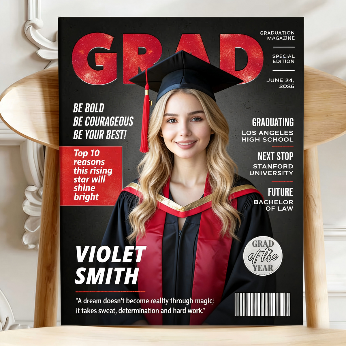 Personalized Graduation Magazine Cover Poster With Text & Name | Graduation Gifts For Class of 2026