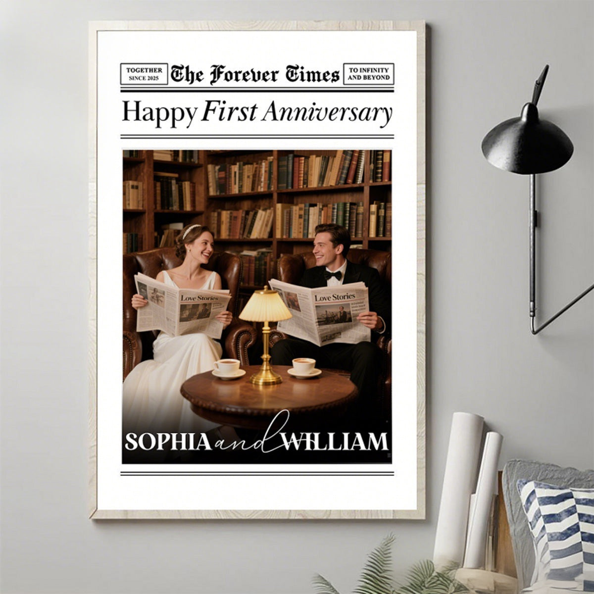 Personalized Couple Anniversary Photo Poster - Customized Name & Photo, Let "Happy First Anniversary" Stay In Our Heart Forever