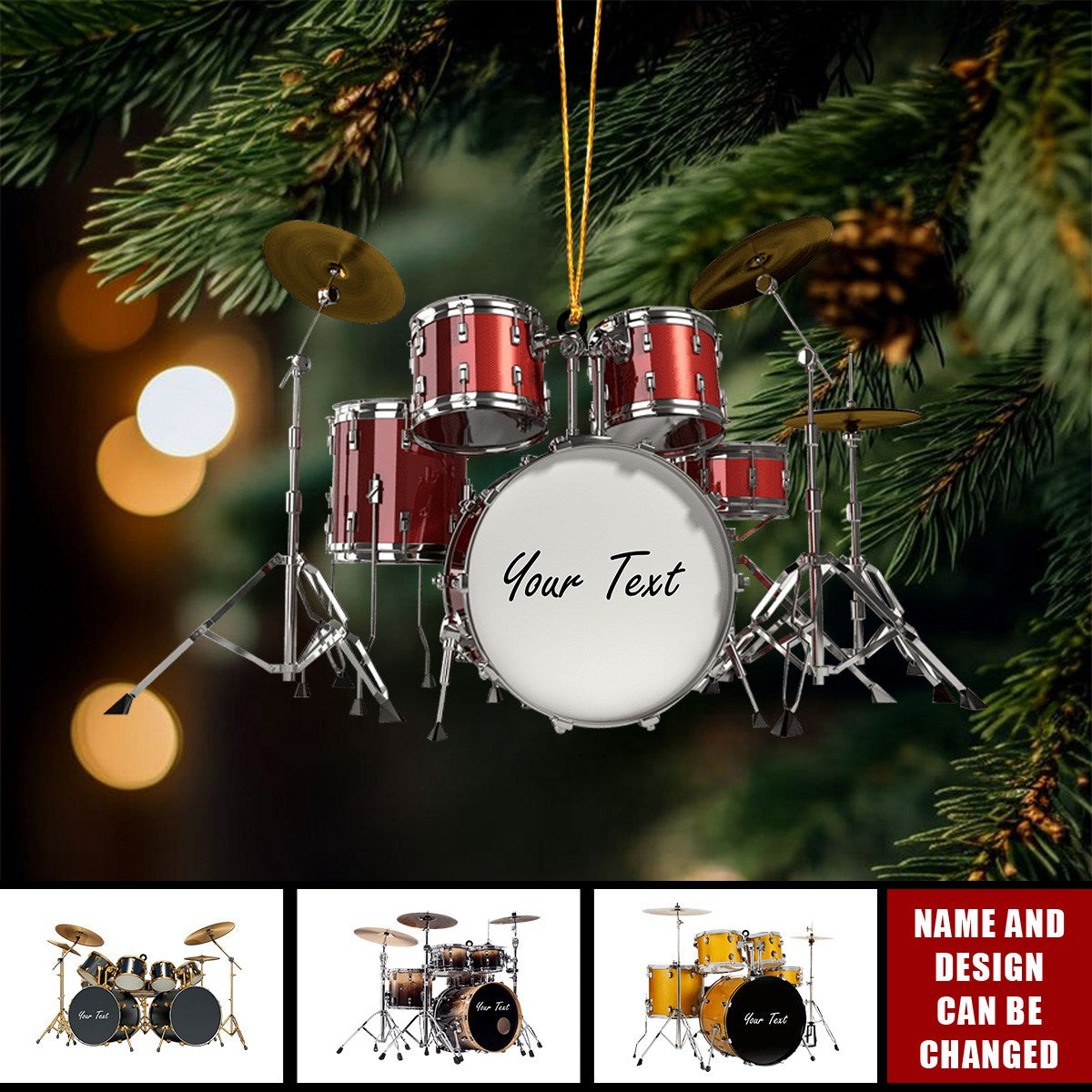 Personalized Miniature Full Kit Drum Acrylic Ornament With Name For Drummers - Xmas Holiday Birthday Keepsake Gift
