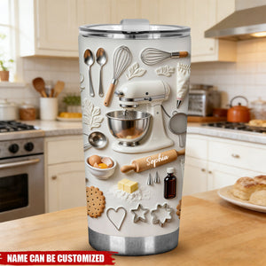 Personalized 3D Effect Baking Tools Tumbler With Name | Creative Mother's Day Or Holiday Surprise For Love Baking