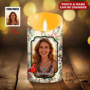 Personalized Love In Heaven Flameless LED Memorial Candle With Photo & Name - Heartfelt Bereavement Gift For Loss Of Loved One