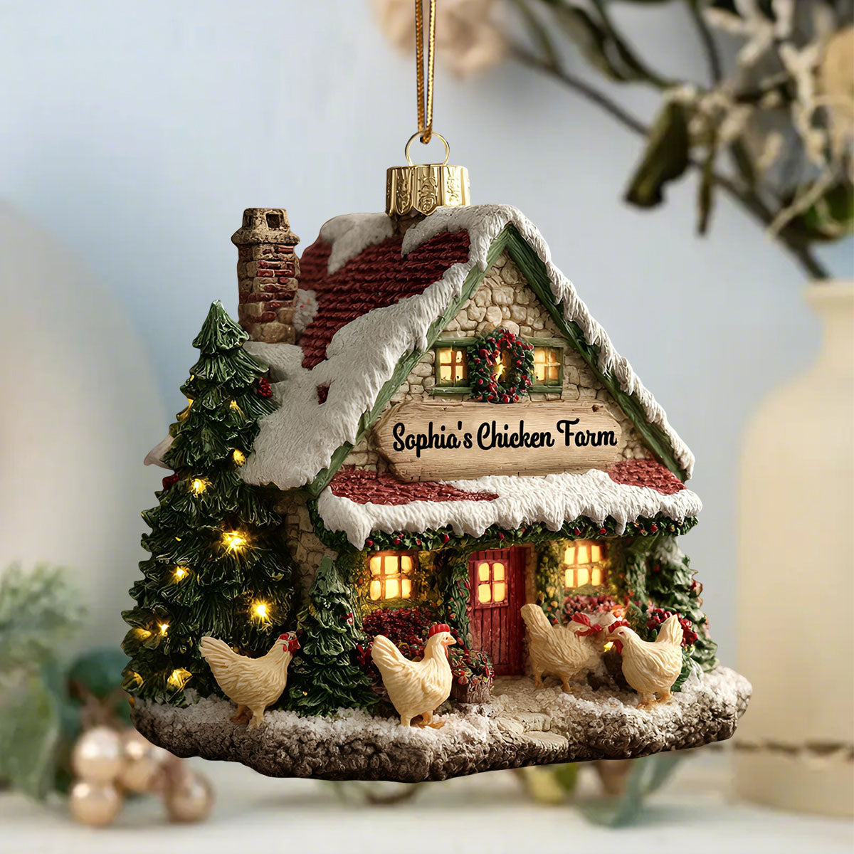 Personalized Chicken Farm Christmas Ornament With Name,Heartwarming Gift For Chicken Farmers & Farm Families
