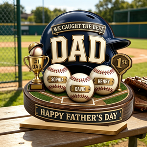Personalized 3D Effect Baseball Helmet 2-Layer Wooden Plaque With Name - Father's Day Gift For Him