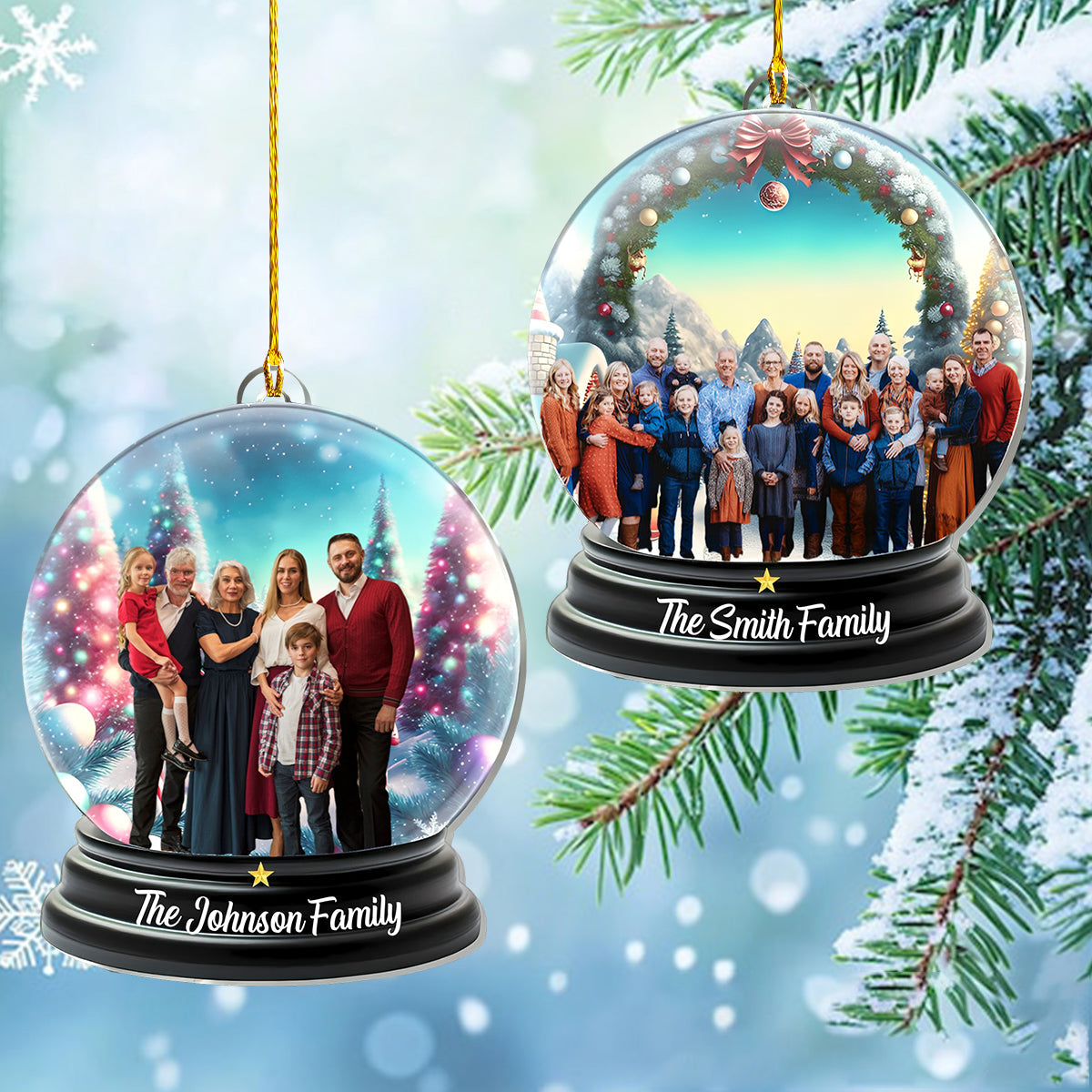 Personalized Family Photo Christmas Ornament With Last Name, Seal The Family Memory In Romantic Acrylic Decoration