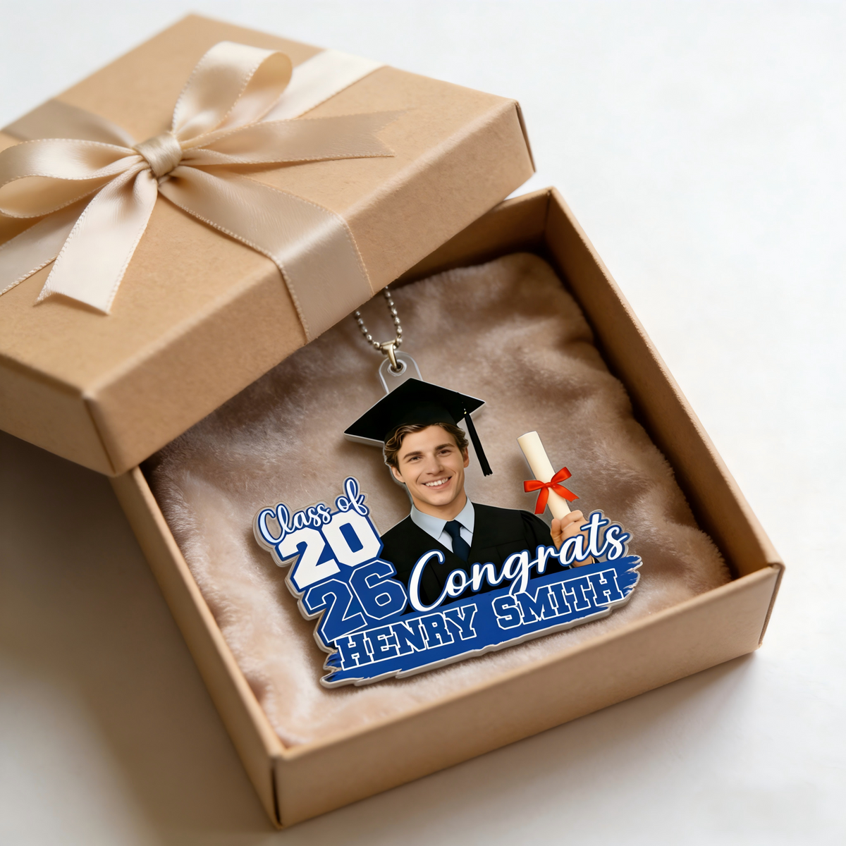 Personalized Proud Beyond Words Car Ornament With Photo & Name | Graduation Gift For Family