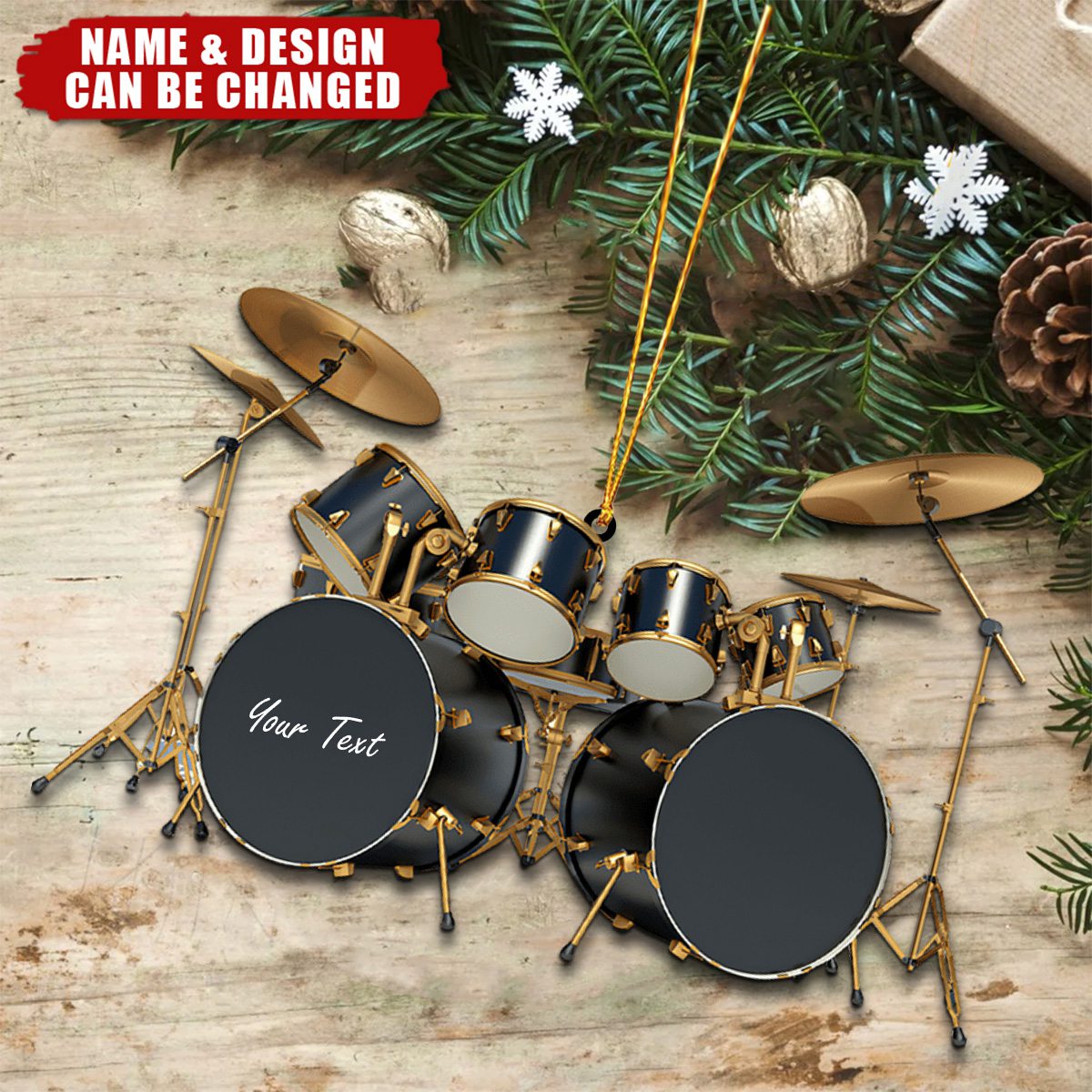Personalized Miniature Full Kit Drum Acrylic Ornament With Name For Drummers - Xmas Holiday Birthday Keepsake Gift