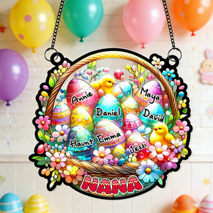Personalized Stained Style Suncatcher Ornament With Grandkids' Names - Nana's Easter Gift From Grandchildren