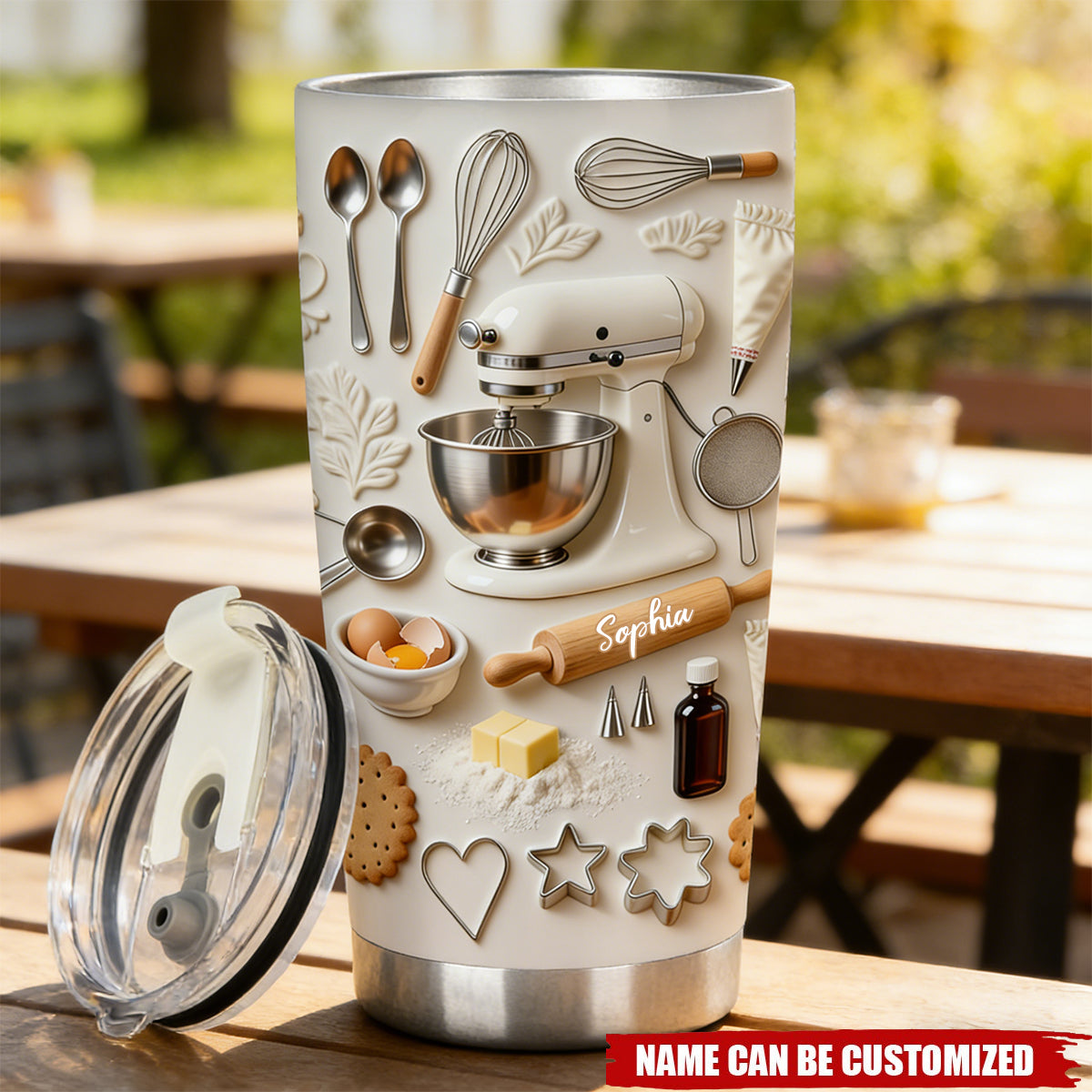 Personalized 3D Effect Baking Tools Tumbler With Name | Creative Mother's Day Or Holiday Surprise For Love Baking
