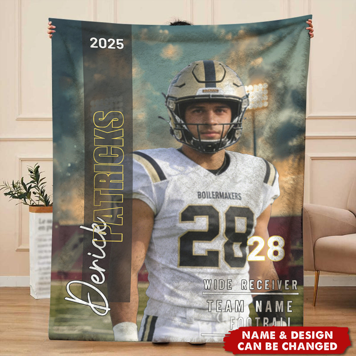 Personalized "MVP Achievement" Ultra-Soft Fleece Football Blanket With Photo & Name - Unique Sports Gift | Graduation Gift For Teen Boys