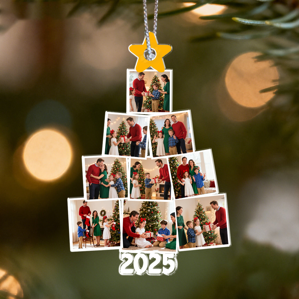 Personalized Family Photo Tree Christmas Ornament With Year Reserve Cherished Christmas Memories For Family