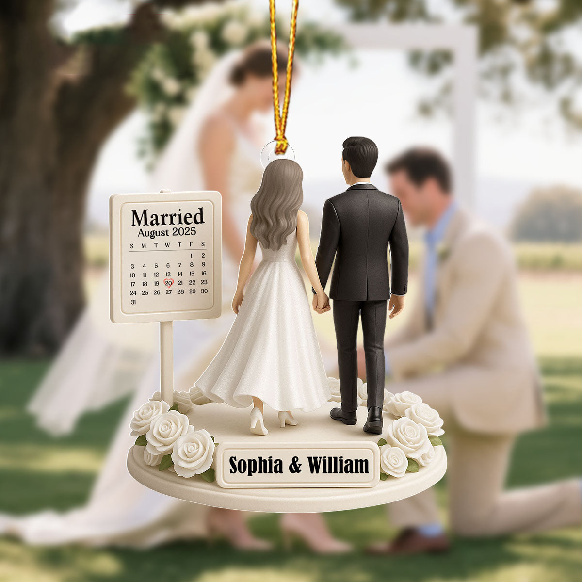 Personalized "From This Day Forward" Wedding Ornament With Names & Date "Married" Christmas Gift For Her & Him