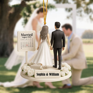 Personalized ‘From This Day Forward’ Wedding Ornament With Names & Date,"Married" Christmas Gift For Her & Him
