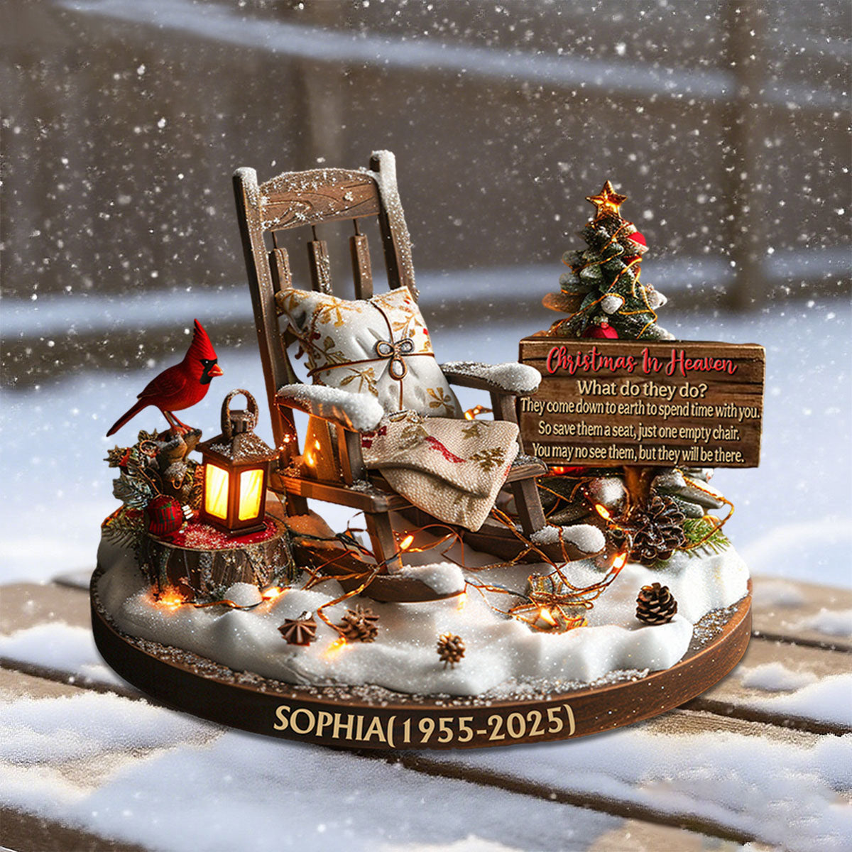 Personalized "Christmas in Heaven" Acrylic Memorial Plaque with Name & Year,Sympathy Gift to Honor Loved One