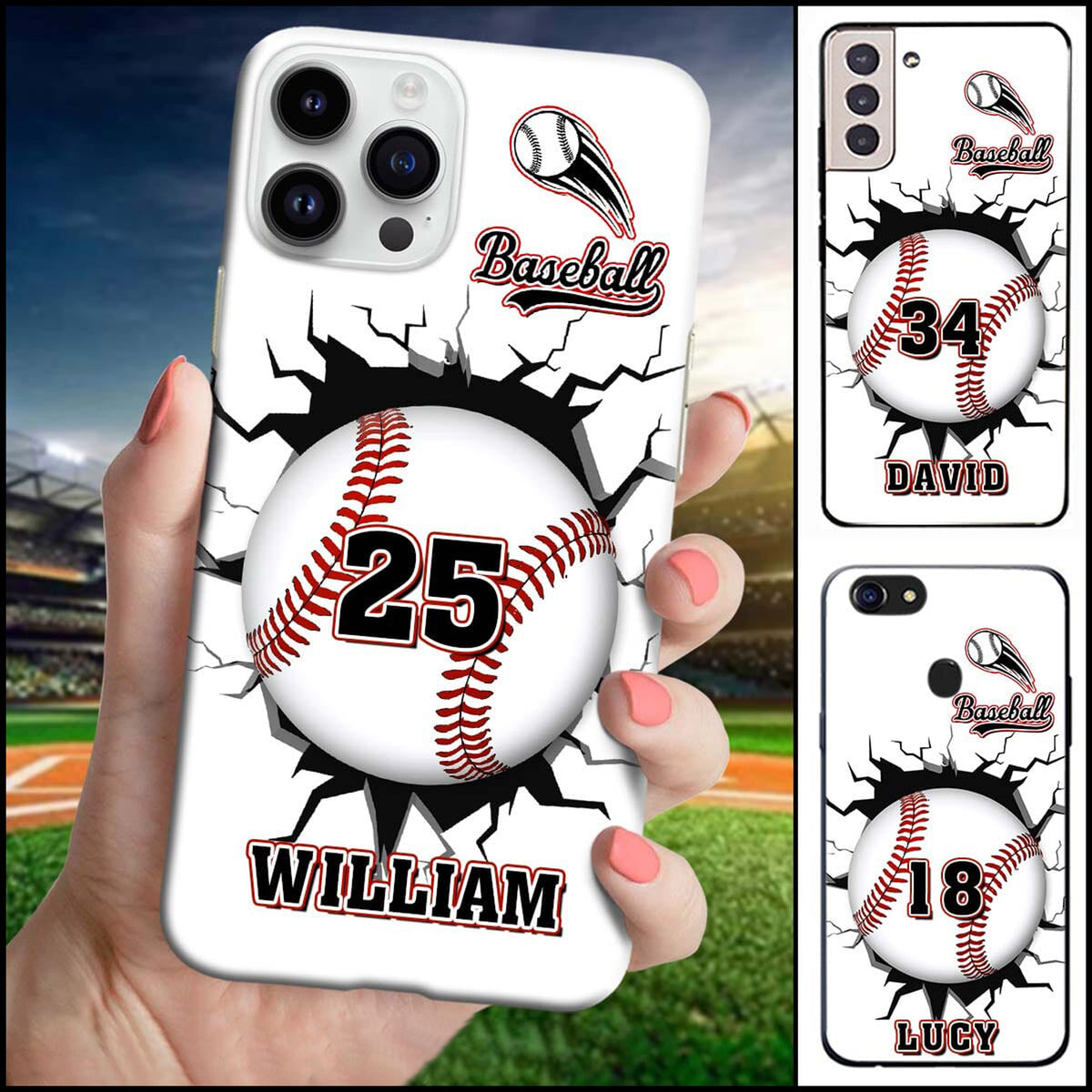 Crack Baseball, Love Baseball Personalized Phone Case