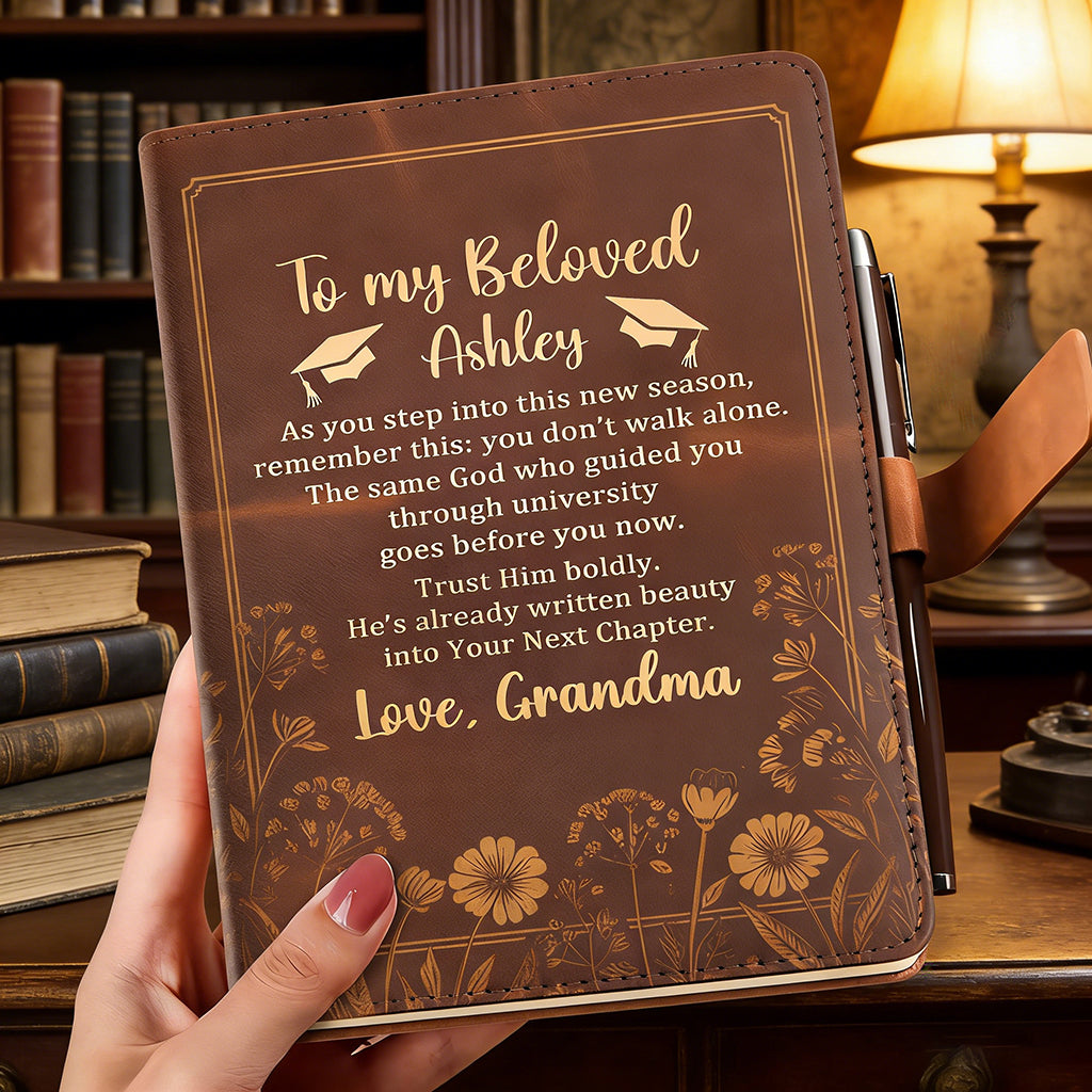 Personalized Handcrafted Embossed Leather Journal Notebook With Name - Mother's Day Gift For Granddaughter Daughter