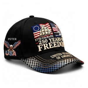Personalized America 250th Baseball Cap 1776-2026 - 4th Of July Patriotic Apparel