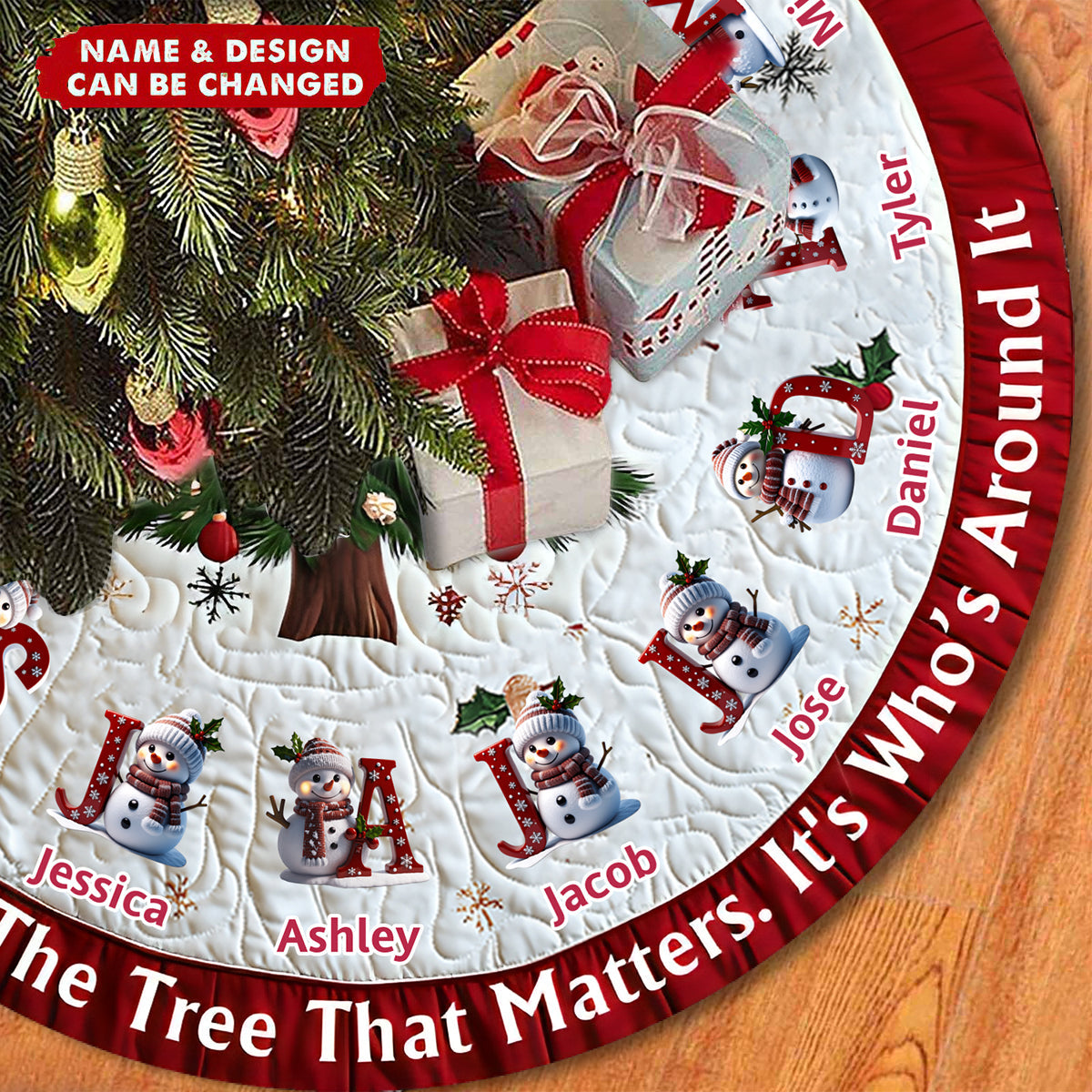Personalized "What Matters Isn't Under The Tree" Family Tree Skirt With 2-15 Names & Design Customize Exclusive Family Christmas Joy