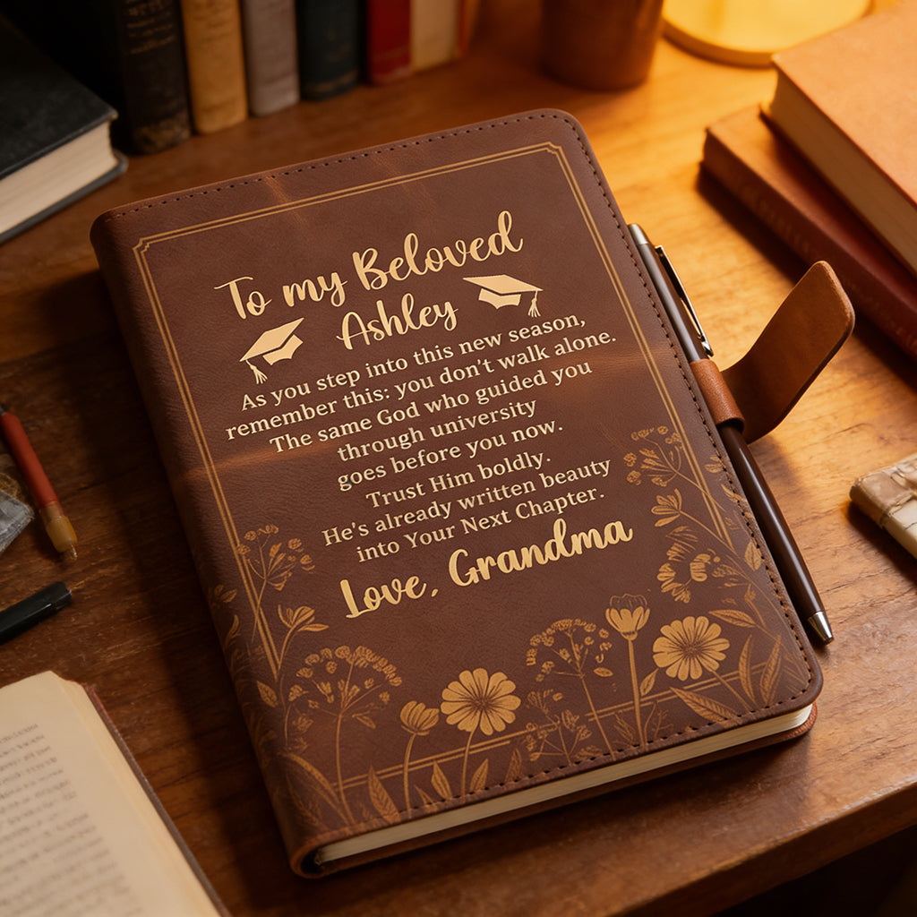 Personalized Handcrafted Embossed Leather Journal Notebook With Name - Mother's Day Gift For Granddaughter Daughter