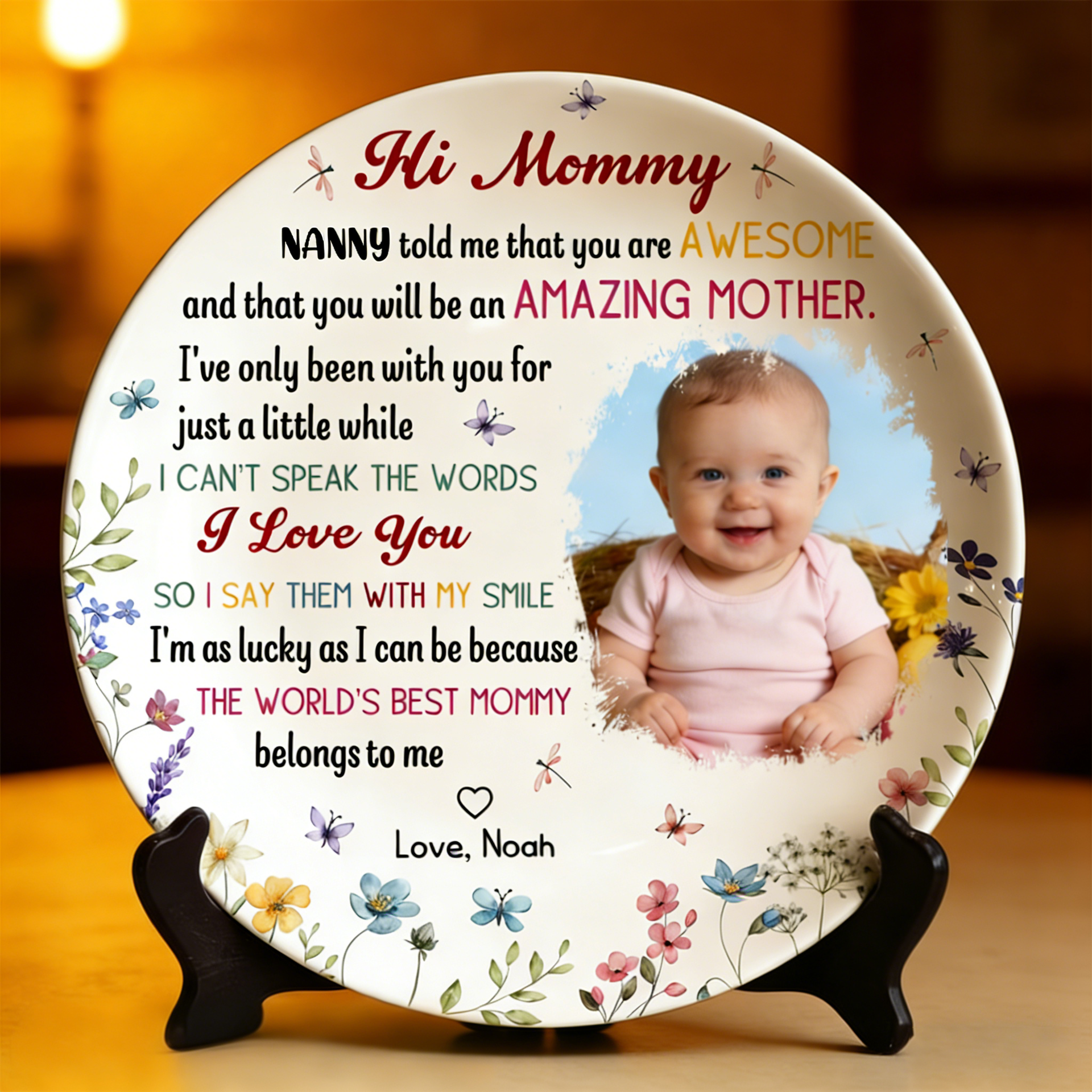 Personalized Ceramic Photo Plate With Baby Picture & Name | Mother's Day Gift For New Mom