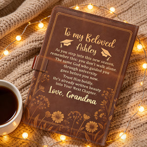 Personalized Handcrafted Embossed Leather Journal Notebook With Name - Mother's Day Gift For Granddaughter Daughter