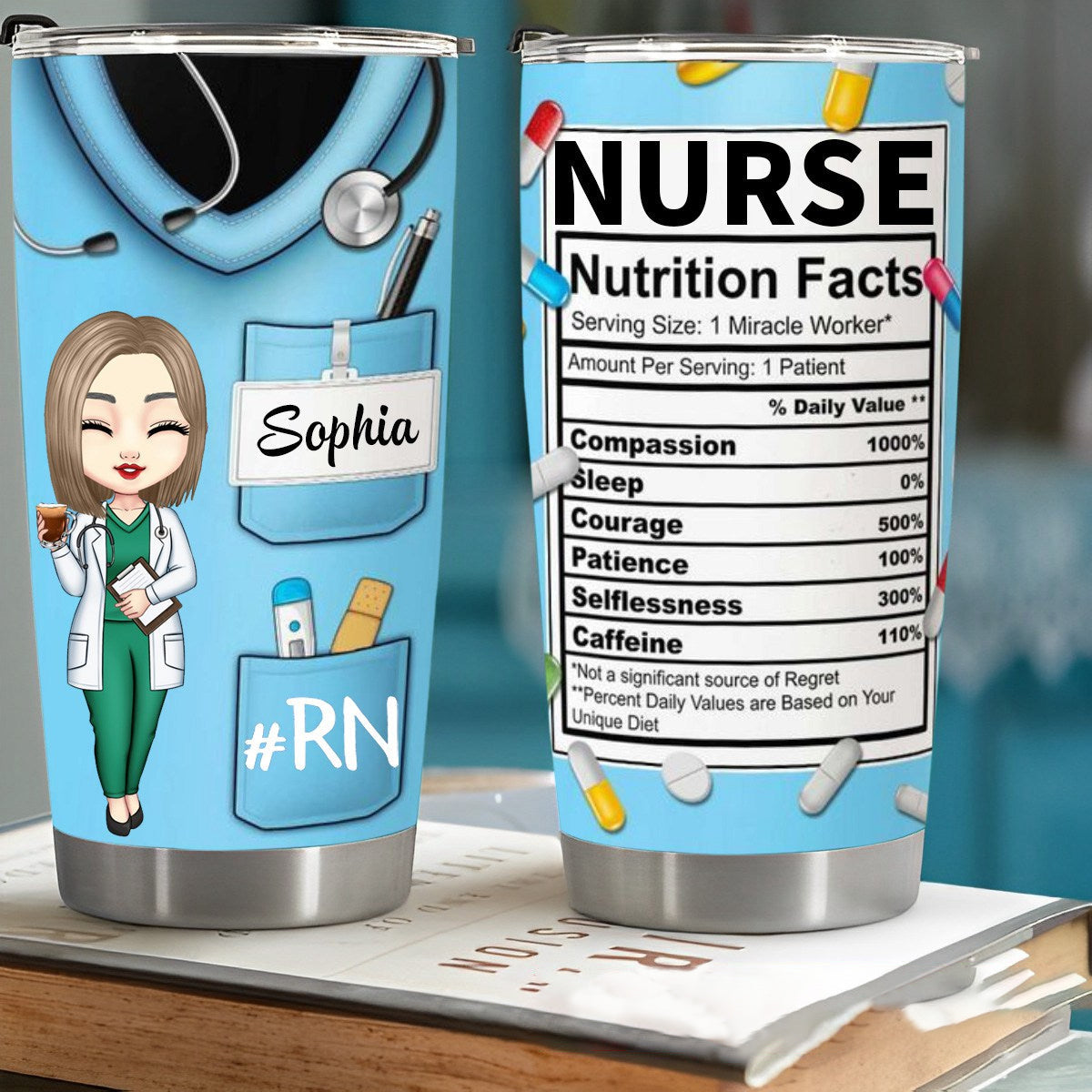 Nurse Nutrition Facts - Personalized Tumbler - Personalized Gift For Her, Besties, Friends, Sister, Soul Sisters