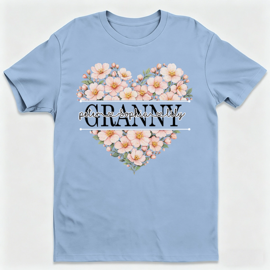 Personalized Heart T-Shirt With Kid Names & Title |  Mother's Day Gift For Mom Grandma