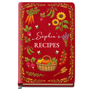 Personalized Handcrafted Rustic Style Leather Recipe Cooking Notebook With Name - Heartfelt Mother’s Day Gift For Mom & Grandma