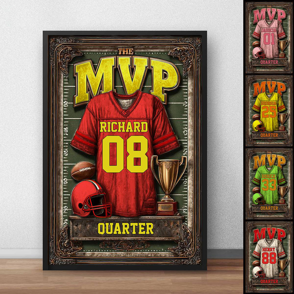Personalized Homecoming Football Poster With Name & Design,Grit And Glory Gift For Football Son Daughter