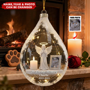 Personalized Loss of Loved Pet Remembrance 3D Effect Ornament With Name & Year & Photo- Xmas Decor Sympathy Gift For Pet Owners