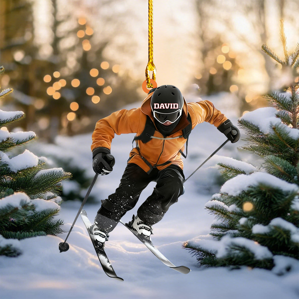 Personalized Skiing Christmas Ornament With Name & Color Unique Winter Sports Holiday Xmas Decor For Snow Lovers