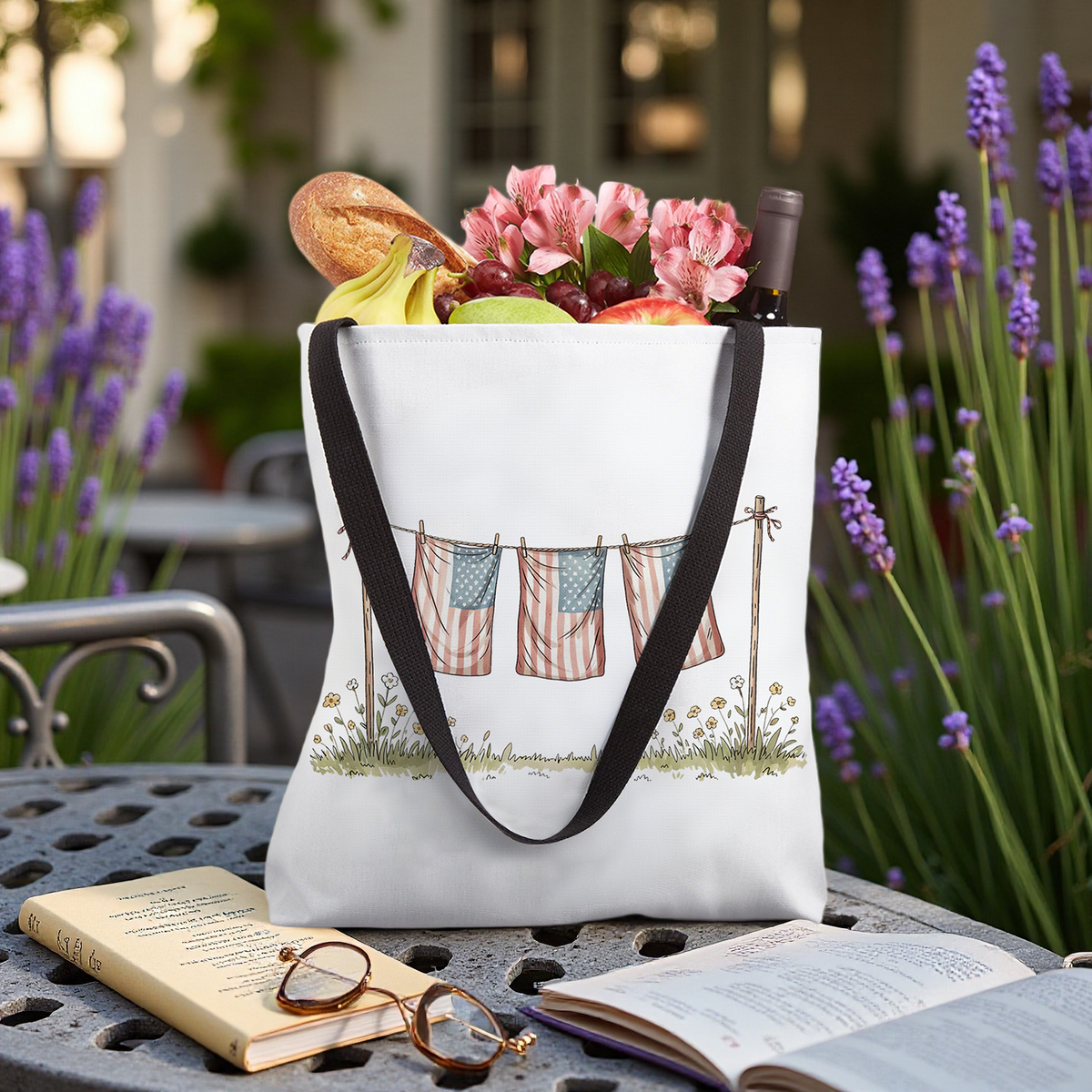 Personalized Tote Bag God Shed His Grace On Thee Independence Day Faith and Freedom Christian