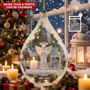 Personalized Loss of Loved Pet Remembrance 3D Effect Ornament With Name & Year & Photo- Xmas Decor Sympathy Gift For Pet Owners