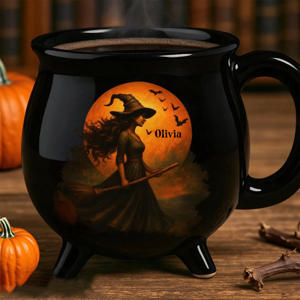 Personalized Witch Cauldron Coffee Mug With Name Unique Halloween "Brewing Magic" Gift For Coffee Lovers
