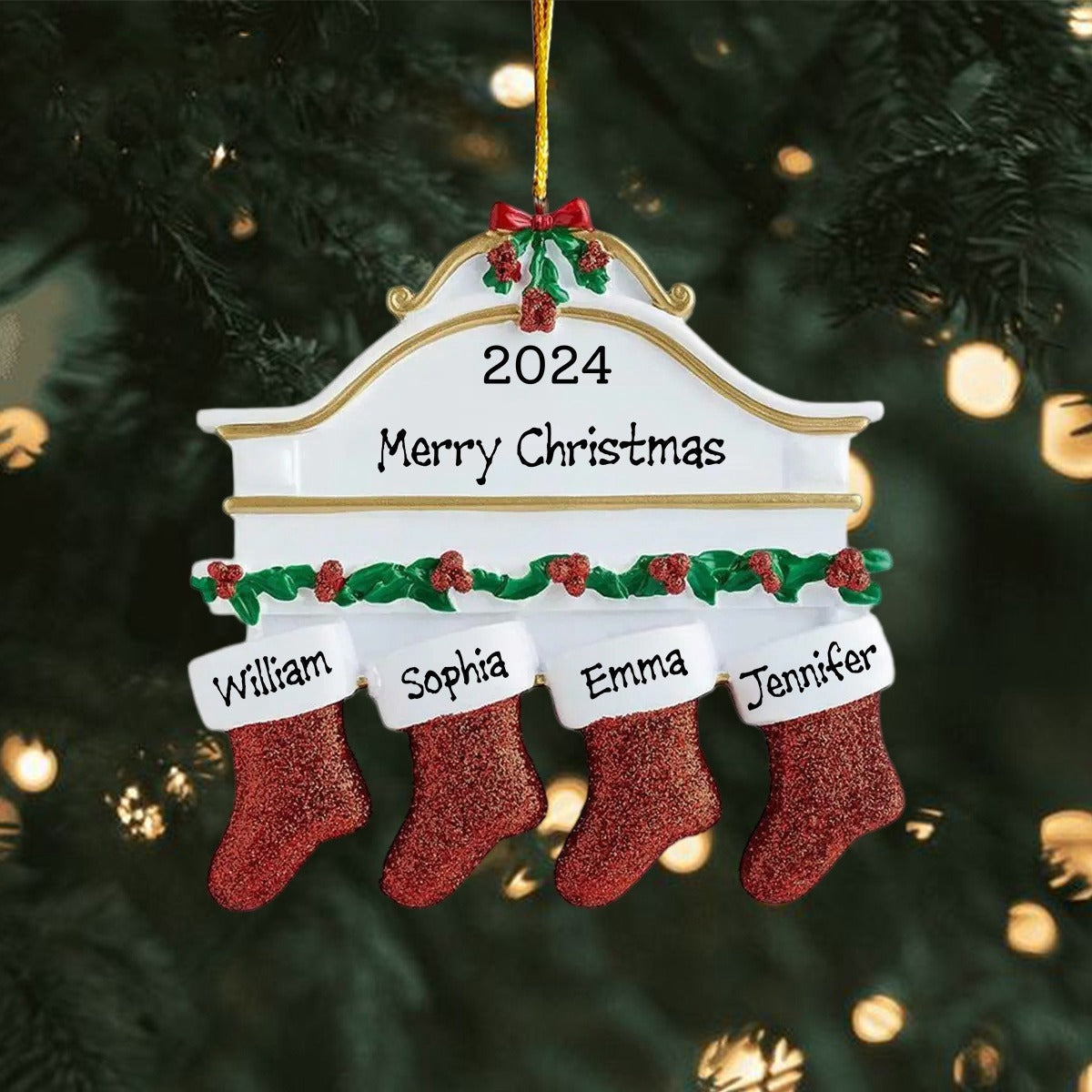Resin Christmas Socks Family Nameplate Personalized Christmas Ornament