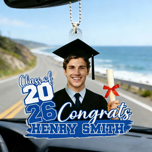 Personalized Proud Beyond Words Car Ornament With Photo & Name | Graduation Gift For Family
