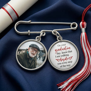 Personalized Lapel Pin With Photo Charms Gift For Senior 2026 -Graduation Walking Beside You Every Step
