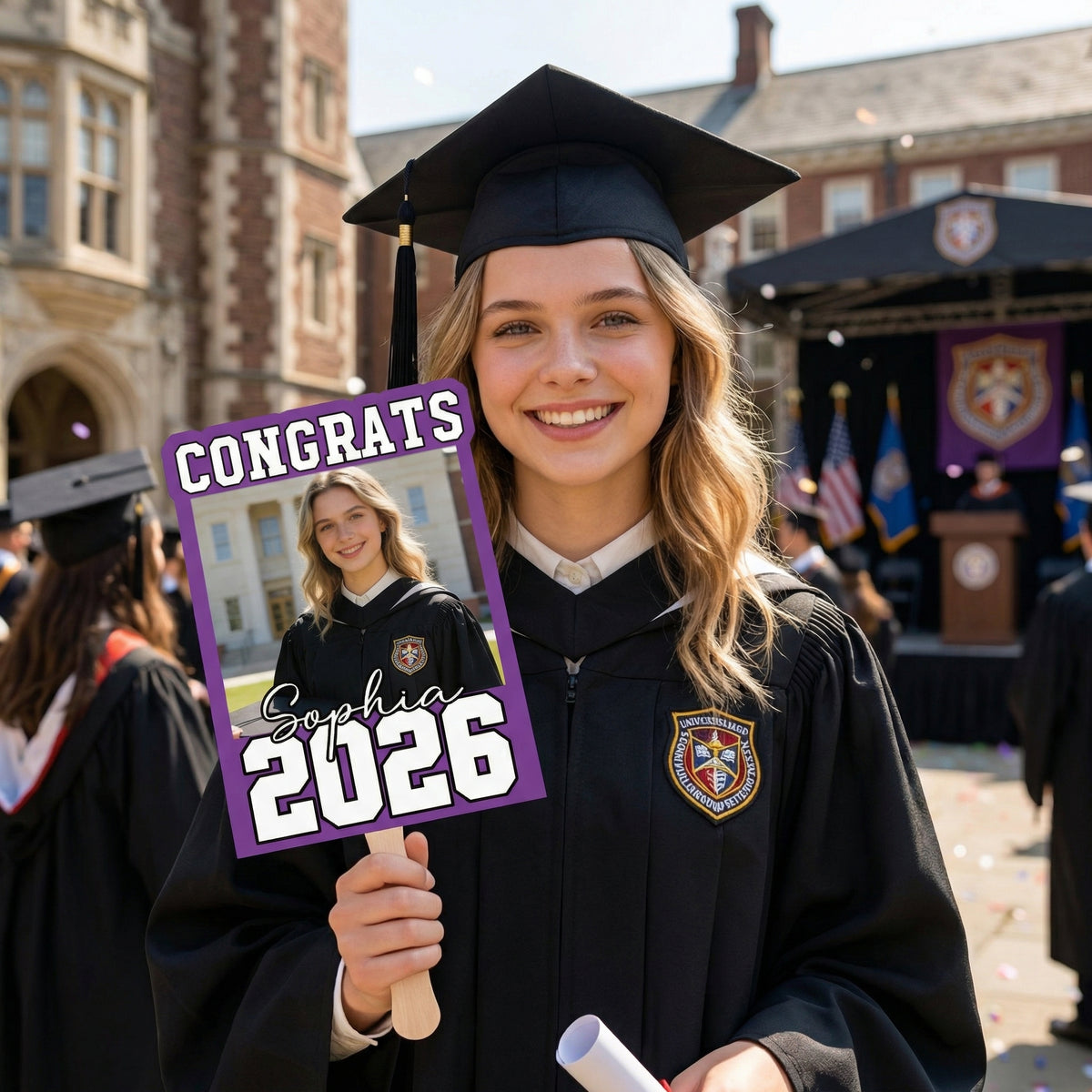 Custom Class Of 2026 Graduation Fan With Photo & Name | Graduation Gift For Daughter Son