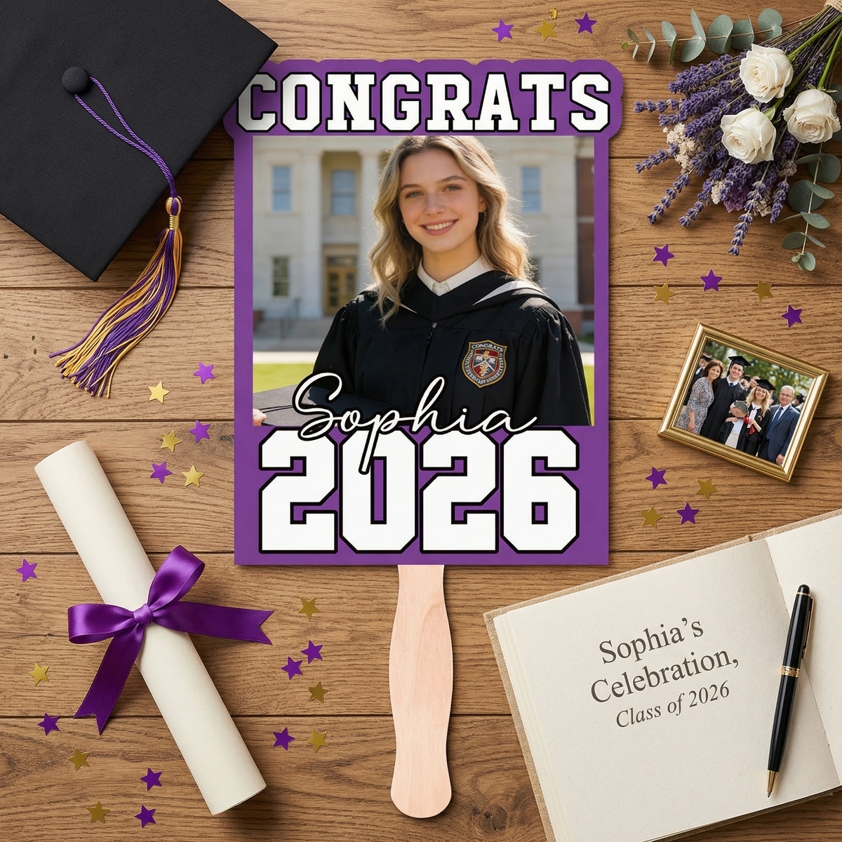 Custom Class Of 2026 Graduation Fan With Photo & Name | Graduation Gift For Daughter Son
