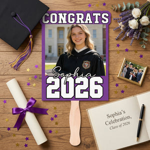 Custom Class Of 2026 Graduation Fan With Photo & Name | Graduation Gift For Daughter Son